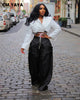 Women detachable pocket Zipper Fly Loose Wide Leg Pants Cargo Streetwear Safari Style Trousers