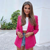 Women jacket Autumn Double Breasted Tweed Check Blazer Coat Vintage Long Sleeve Pockets Female Outerwear Chic