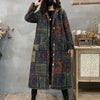 Vintage Winter Women Fleece Warm Cotton Coat Floral Print Mid-length Hooded Cotton-padded Jacket Windproof Coats