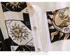 Vintage Print A-Line With Belt Loose Polo Neck Women's Dress Elegant Single-Breasted Knee Length Dresses For Women Spring