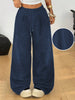 Women's Retro Corduroy Cargo Pants Casual Drawstring Straight Sports Pants Drape Daily Commuting Wide Leg Pants
