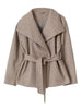 Elegant Women's Overcoat Stand Collar Full Sleeve Belt Lace Up Solid Female Overcoat Autumn Commute Lady Outwears
