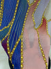 Sparkly Rhinestone Stretchy Mesh See Through Long Dress Women Birthday Party Performance Nightclub Stage Costume