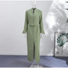 Elegant Commute Women's Long Skirt Suit Stand Neck Full Sleeve Slim Cropped Blazer Jacket Split Skirts Lady Solid Outfits