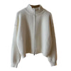 Korean Women's Knitted Sweater Double Zipper Stand Collar Coat Autumn Winter Casual Versatile Loose Cardigan Tops 3XL