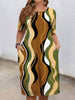 Spring Wave Striped Geometric Printed Home Women' Nightgowns Outdoor Knee Length Dresses Oversized Dresses Street Dating Dress