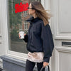 Street Chic Red Turtleneck Zipper Jackets Autumn Casual Long Sleeve Outerwear Coats For Woman Tops Female