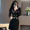 Autumn and Winter French Style Unique and Beautiful Temperament Black Elegant Women's Dress