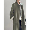 Stand Neck Long Trench Coat Women Spring Casual Turn-down Collar Single-breasted Trench Coat