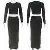 Womens Dress Sets Long Sleeve Crop Tops And Mid Calf Skirt Suit 2PCS Set Slim Office Lady Autumn Suits Clothing Q2418