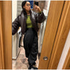 Warm V-Neck Thick Leather Short Jacket Woman Long Sleeves Loose Versatile Coats Casual Street Women's Autumn Winter Jackets
