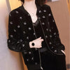 Leisure Golden Velvet Coat Women's Spring Autumn Korean Loose Zipper Jacket Large Size Baseball Outwear Jacket 5XL