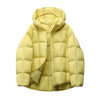 Women Light White Down Jacket with Hood Loose Over Size Casual Autumn Winter Outwear Square Warm Short Coat