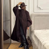 Batwing Sleeve Women's Coat Lapel Single-Breasted Loose Lady Long Jackets Autumn Winter All-Matched Street Outwear