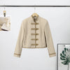 Black Court Style Cropped Jacket For Women Elegant O-neck Long Sleeve Double Breasted Coat Lady Spring Chic Outwear