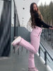 Women Hooded Zipper Short Skiing Cotton Jacket Long Sleeved Thick Warm Coat Comfortable Long Sports Pant Lady Ski Set