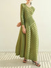 Pleated Long Sleeve Flower Bud Dress Spring Lantern Long Casual Elegant Dresses Dubai Abaya Women Designer Clothes