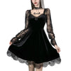 Women's Bandeau Long-sleeved Solid Color Dark Gothic Sexy Lace Stitched Dress
