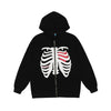 Y2K Gothic Butterfly Print Zip Up Women Hoodies Winter Grunge Skeleton Sweatshirt Casual Hooded Jacket Streetwear Hoodie