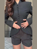 Solid Color Single Breasted Suit Jacket Woman Long Sleeve Waist Cinched Irregular Hem Casual Coats Versatile Women's Jackets