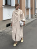 Women Autumn Long Trench Coat Chic Stand Collar Button Batwing Sleeve Oversize Jacket High Street Windproof Loose Outfit