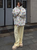 Thicken Women Puffer Jacket Oversize Stand Up Collar Zipper Floral Print Warm Cotton Filled Coat Autumn Winter