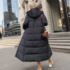 Cotton Coat Long Parka Coat Jacket Women Autumn Winter Thick Warm Coats Woven Block Hooded White Down Parkas