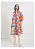 Printed Geometric Dress Women's Spring Lapel Single Breasted Color Block Loose A-line Stretch Dresses 2DB2204