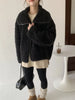 Faux Lambs Women Jacket Y2K Autumn Plush Thick Zipper Warm Coats Streetwear Long Sleeve All Match Hairy Outerwear