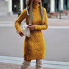 Autumn Winter Women's Knitted Wrap Hip Skirt High Neck Warm and Thickened Elegant Knitted Sweater Long Sleeve Dress