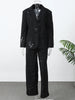 Women Black Sequin Embroidery Blazer Long Pants Set Full Sleeve Lapel Coat Wide-leg Trousers Sets Lady Spring Daily Outfits