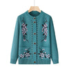 O-neck Women Autumn Winter Coat Middle-Aged Elderly Mother Knitting Cardigan Sweater Coat Warm Loose Jacket Grandma Clothin
