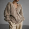 Solid Knit Cardigan Women Long Sleeve Casual V Neck Oversized Sweater Women's Autumn High Street Knitted Coats