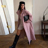 Street Solid Stand Collar Long Women's Trench Coat Loose Full Sleeved Single Breasted Pocket Windbreaker Autumn Lady Coats