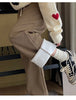 Autumn Winter Loose All-match Corduroy Pants Elastic Waist Solid Fleece Casual Straight Pants Vintage Women Clothing