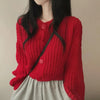 Fall Winter Short Knitted Cardigan Women Thicken Warm Single-Breasted Sweater Female Solid O-Neck Long Sleeve Knitwear Coat