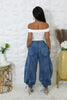 Women Streetwear Drawstring Fly Denim Pants Autumn Loose Safari Style Cargo Harem Hip Hop Jeans