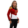 Womens Circus Ringmaster Costume Tuxedo Party Showman Tailcoat Blazer Stand Collar Fringed Shoulder Board Velvet Jacket Coat