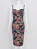 Sexy Vintage Quality Flower Print Gauze Bandage Evening Dress Women Party Bustier Elegant Ladies Vestido Knitted Dresses
