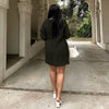 Long Sleeve Women V-neck Pleated Dress Casual Streetwear Plus Size Mini Dresses Autumn Slim Party Casual