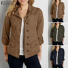 OL Jackets Woman Long Sleeve Stand Collar Outerwear Autumn Vintage Party Work Wear Female Elegant Button UP Coats