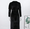 Full Sleeve Lace Patchwork Velvet Maxi Dress Women Elegant Stand Collar Puffed Slim Long Sexy Gowns Lady Evening Dinner Dresses