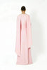 High Neck Cape Sleeve Slim-Fit Maxi Dress Pearl Trim Solid Color Floor Length Modest Abaya Style Formal Occasion Women