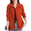 Knitted Cardigan Jacket Women Sweater Autumn Winter Lapel Zipper Sweater Jacket Loose Solid Outerwear Female Sweatshirt Tops