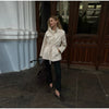 Drawstring Waist Button Women Cargo Jacket Long Sleeve Pockets Spring Casual Female Coat Street Commute Lady Outwear Tops