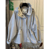 Spring Autumn Korean The Design Sense Niche Loose Casual Hem Drawstring Waist Hooded Windbreaker Female Long Coat Lady Top