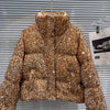 Winter Heavy Industry Colorful Sequin Stand Collar Warm Jacket For Women Cotton-padded Coat 11A07258