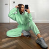 Fall Winter Women's Hoodies Two Piece Set - Oversized Hoodie Sweatpants Sportswear Suit Casual Sweatshirt Trouser Set