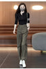 Wide-Leg Overalls Pants Women Korean Spring Autumn High Waist Loose All-Match Casual Narrow Straight Pants Female Trousers