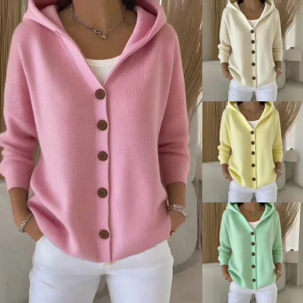Women Autumn Winter Knitted Sweaters Cardigans Coats Long Sleeve Hooded Knitwear Outerwear Jackets